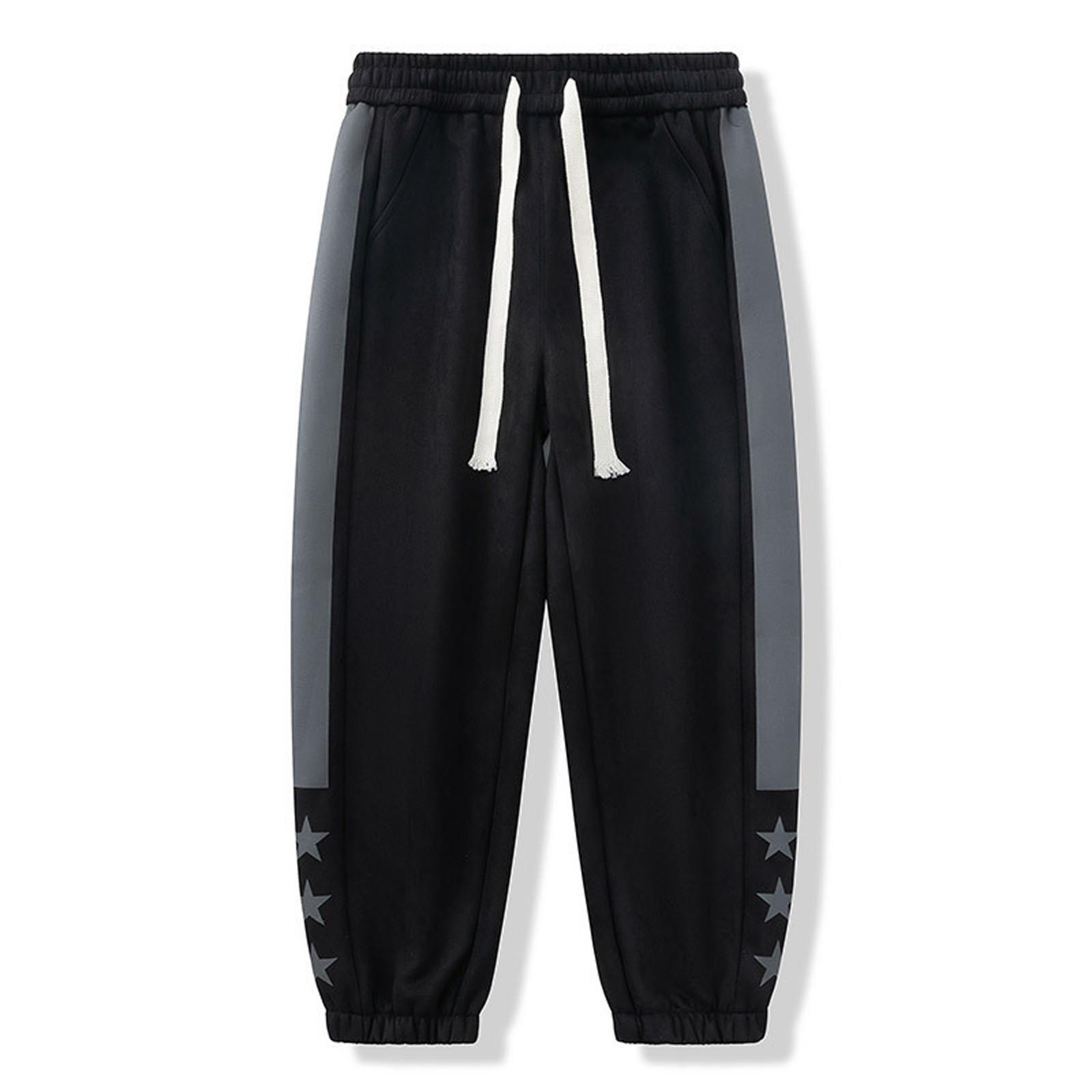 

Мужские повседневные однотонные прямые удобные брюки со шнурком L чёрный