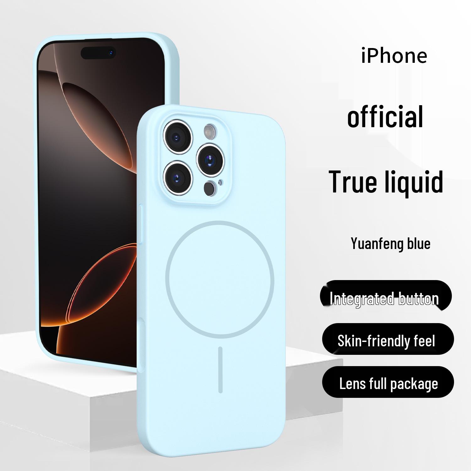 

iPhone 16 Pro Max Magnetic Liquid Silicone Case with Integrated Buttons and Precise Cutouts - Solid Color 16 небесно-голубой