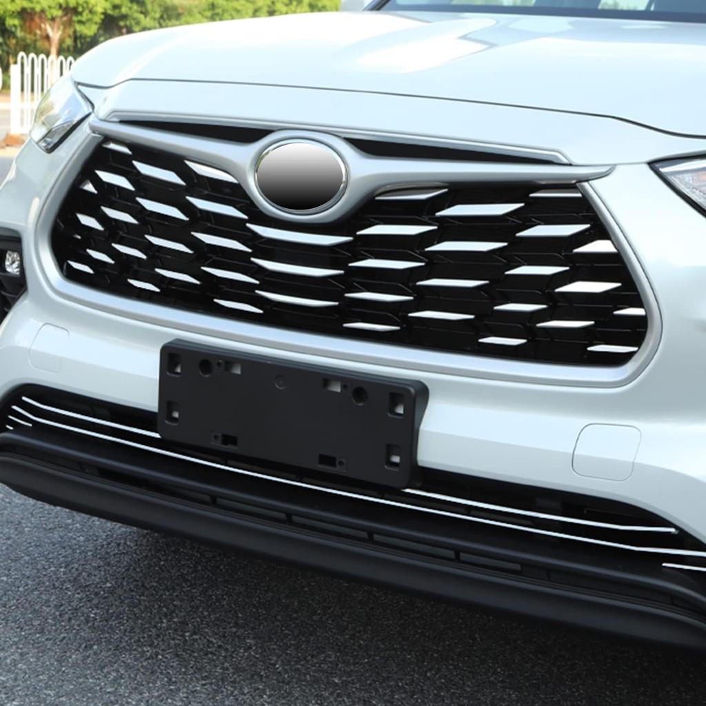 Front Grill Grille Mesh Cover for Toyota Highlander 2020 2021 2022 2023 Chrome Stainless Front Bumper Grille Decal Trim 41pc