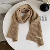 Solid Color Korean Style Cable Knit Scarf for Women - Warm Wool Neck Warmer for Autumn and Winter