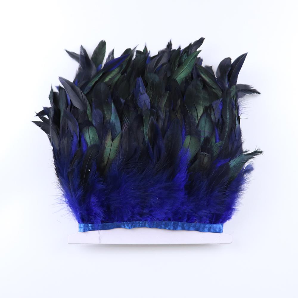 1 Meter Balck Rooster Hair Natural Feathers  Trim Fringe 13-18cm Ribbon for Sewing Clothing Party Decorations Craft Accessories