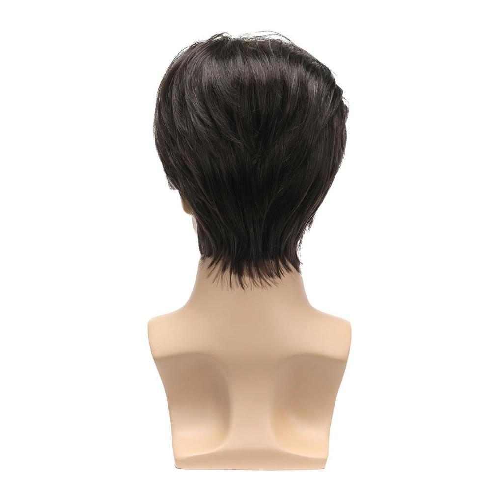 Men's Fashion Middle Part Wig, Brown Layered Medium-Length High-Temperature Fiber Hairpiece