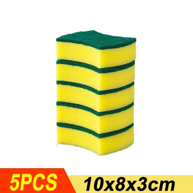 100/5pcs Kitchen Dishwashing Sponge Cleaning Rub Pot Rust Stains Removing Tableware Brush Scrub Sponges Scouring Pad Wholesale