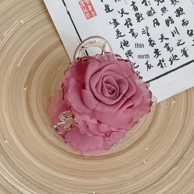 Caro 3D Rose Hair Claw Clip - 2024 High-End Floral Shark Clip for Women, Elegant Headwear