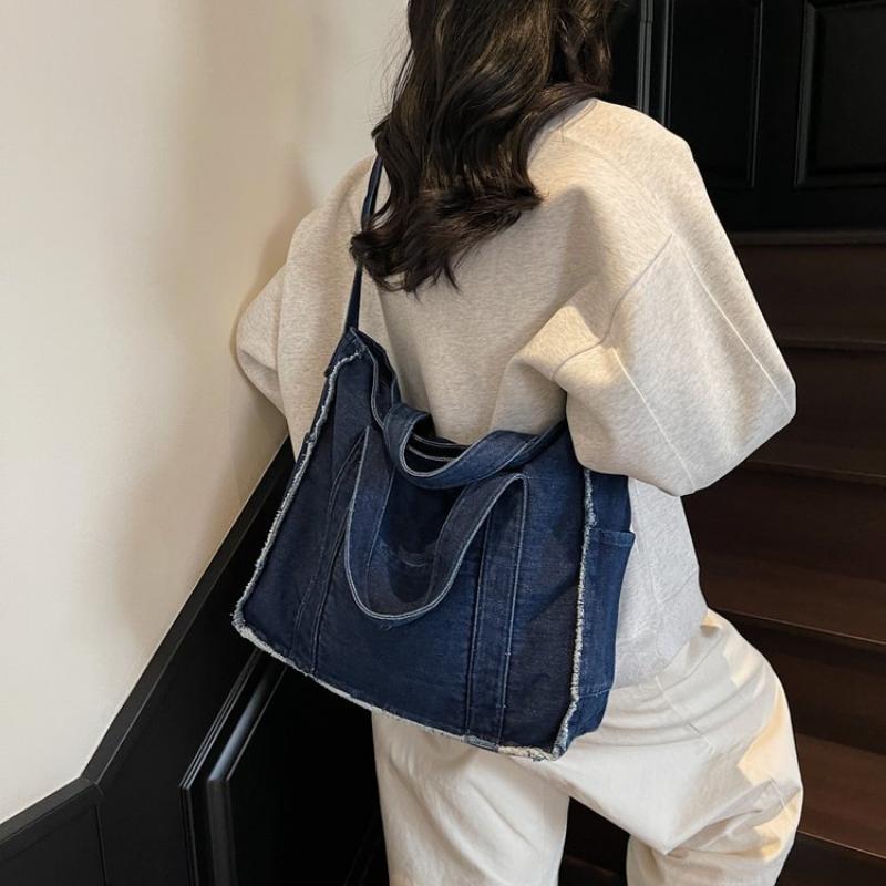 Ins Japanese Harajuku Girl Shoulder Messenger Bag Female Korean Retro Casual Versatile Handbag Denim Bag