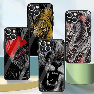 Lion Wolf Glass Case For Apple iPhone 14 13 Pro 11 12 7 8 Plus SE 2022 XR X XS Max 6 6S Tempered Phone Cover