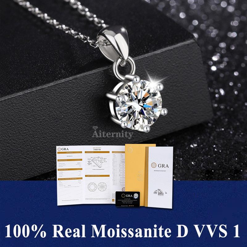 S925 Sterling Silver High Jewellery 100% Moissanite Pendant Necklace D Colour with GRA Certificate for Ladies' Wedding, Party