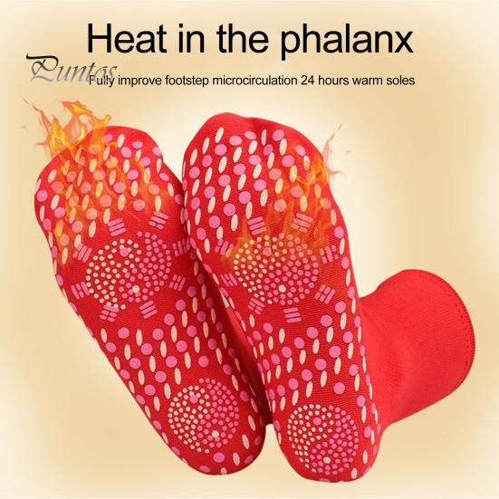 1 Pair Winter Heated Socks Particle Sole Massage Promote Circulation Self-heating Socks Mid-tube High Elasticity Warm Slipper Socks