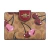 13 Corner Zipper Signature Cherry Print Leather Wallet Regular Women's Light Brown Multicolor