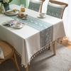 Christmas Reindeer Tablecloth Linen Cotton Rectangular Table Cover with Fringe Luxury Dining Table Decor