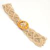New Ethnic Style Women's Wax Rope Braided Belt Decorative Skirt Belt Hand-woven Hollow Wooden Buckle Belt