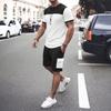 Men Color Block Casual Round Neck Short Sleeve T Shirt Cargo Shorts Two Piece Set
