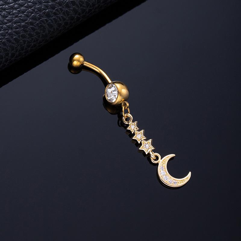 Piercing per Ombelico Microstone Chiodi per Ombelico Vento Farfalla Amore Anello per Ombelico Stella Luna Fiore Femminile Fibbia per Ombelico
