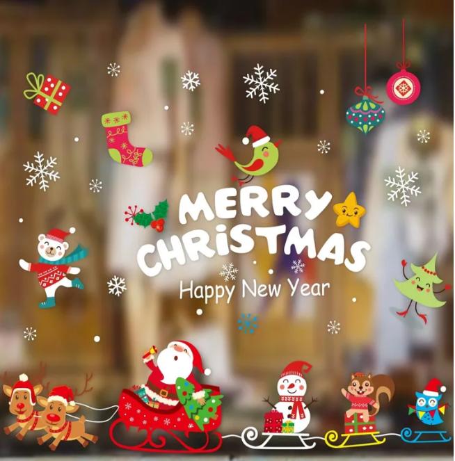 

Christmas Decorations, Christmas Window Stickers, Shop Window Decorations, Christmas Ornaments, Winter Tabletop Decorations, Party Supplies. One Size