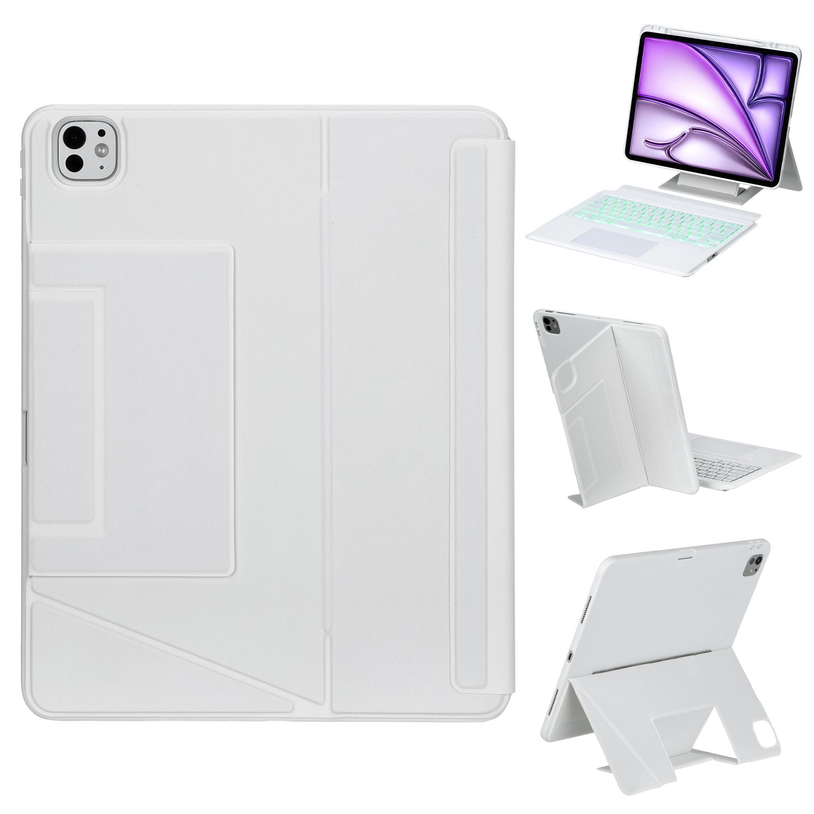 

HY-12B Leather Case For iPad Air 13 (2025)/(2024)/Pro 12.9 (2022)/(2021)/(2020)/(2018) Detachable Keyboard with Floating Stand White