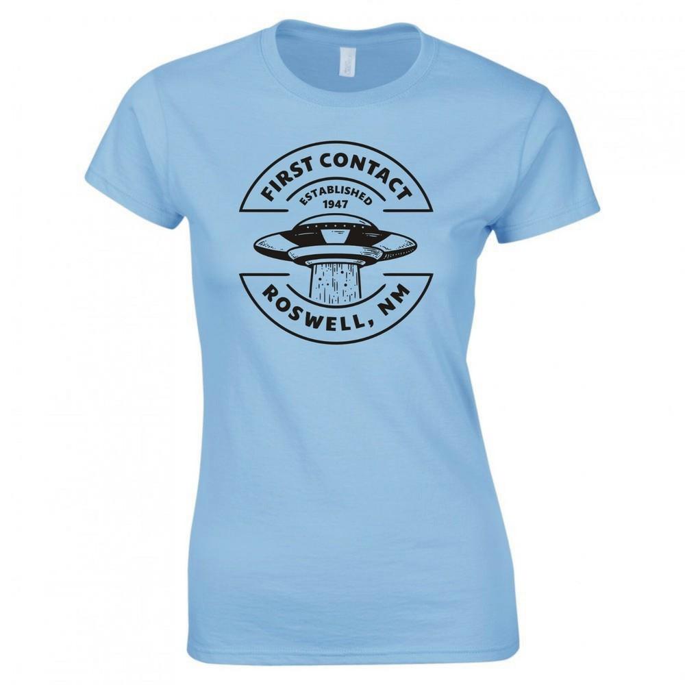 Funny Alien First Contact Roswell Nm Ladies Skinny Fit TShirt S