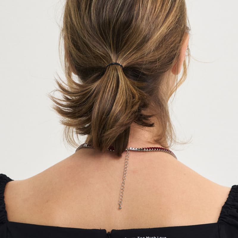 SORRY TOO MUCH LOVE Red Square Jewel Necklace_Red