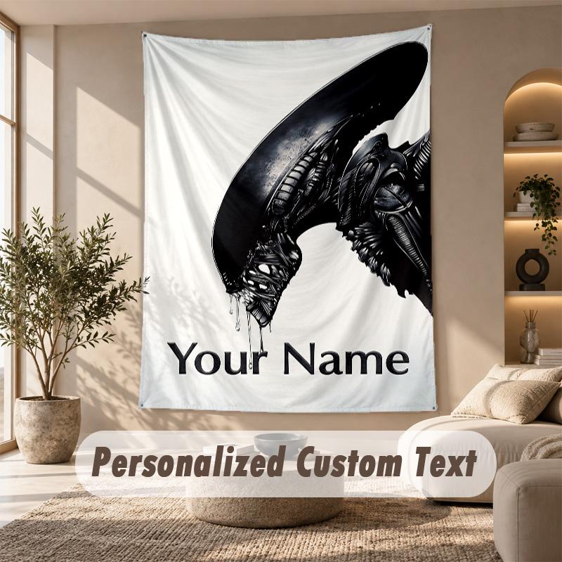 Tapestry Custom Name Text, Wall Hanging Tapestry Home Room DecorAlien Xenomorph