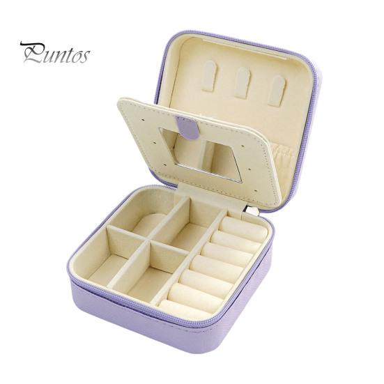 

Шкатулка для хранения ювелирных изделий с мягкой подкладкой, застежкой-молнией, несколькими отделениями, серьгами, предметами первой необходимости, маленькая шкатулка для ювелирных изделий с зеркалом фиолетовый