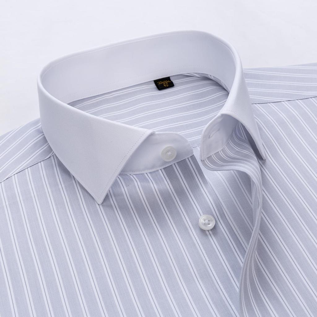 Long Sleeve Dress Wide Dark No ES4086 [Enshe] Men's Shirt, Stripe, Blue, Iron, Business, Casual, (#39, Gray)