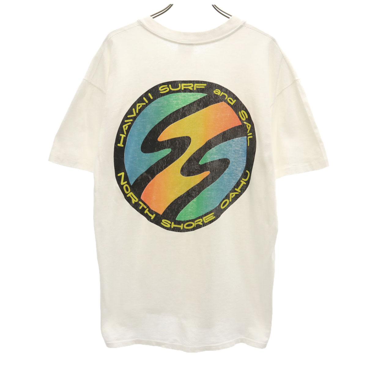 

STEDMAN 90s Made in USA Old Back print Short sleeve T-shirt L white Men s Used