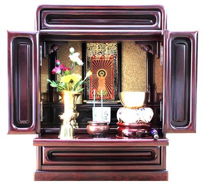 Matsuyama Shinbutsu Shop Mini-buddhistischer Altar, Batterie für die Krankenpflege, ohne Kirschplatte, 13-teilig, Höhe 43 cm x Breite 34 cm x Tiefe, kompletter buddhistischer Altar für