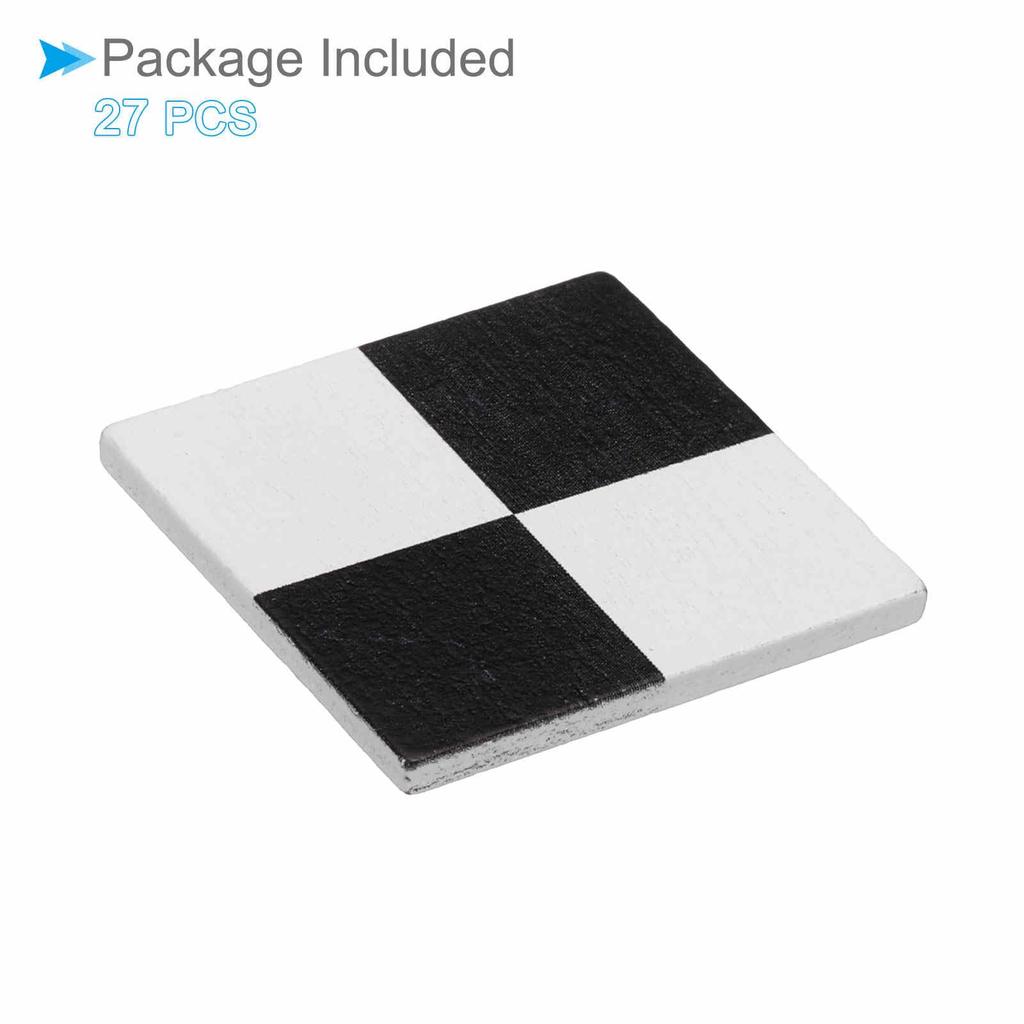 CoCud Dollhouse Square Wooden Miniature Floorboards Dollhouse Pack of 27 Flooring, 1.18" (Black/White) - (Use Decoration)