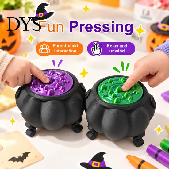 Маленький котел Кликкер Хэллоуинская игрушка ведьмы, 3D-печатная кликающая фиджет-игрушка Снятие стресса Кликер для пальцев, Праздничный подарок для детей и взрослых