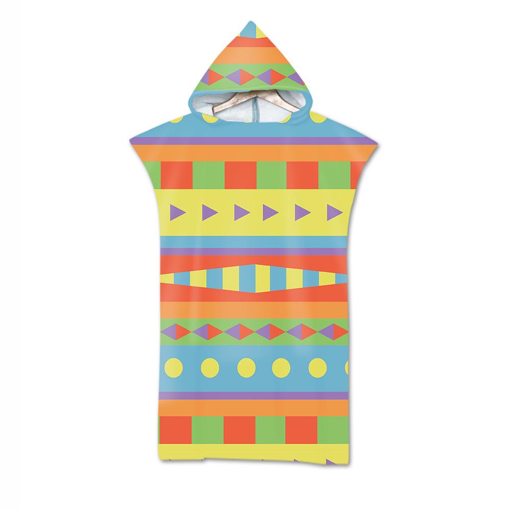 Adult Bath Towel Beach Towel Cape Geometric Print Hooded Bath Towel