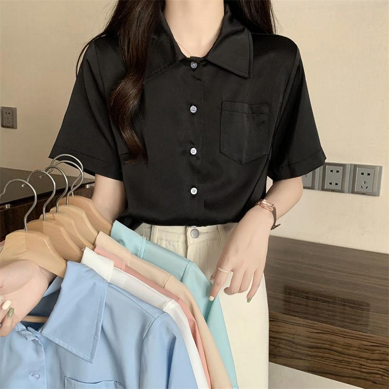 

Женская футболка с коротким рукавом и воротником поло, лето, новая, французский темперамент, дизайн высокого класса, нишевый короткий топ One size чёрный