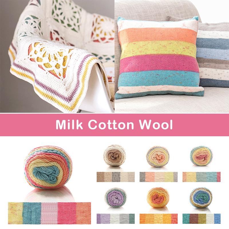 2 Pcs Rainbow Cotton Yarn Segment Dyeing 100g/Ball 5 Strands Of Thick Wool Line DIY Knitting Crochet Sweater Scarf Blanket