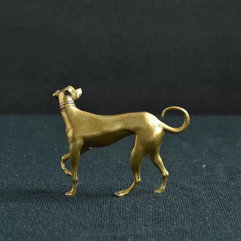 Massives Messing Chinesisches Tierkreiszeichen Hund Ornament - Goldenes Welpen für Wohlstand