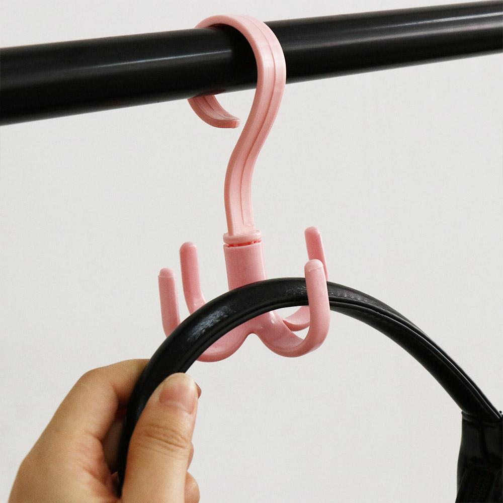 Space Saving Rotatable Hanger Hooks Plastic Spinner Hanger Bag Hanger Four Claw Hooks  Home