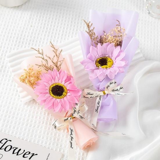 2 Pcs Mini Sunflower Bouquet Scented Artificial Soap Flower Birthday Valentine's Day Gifts