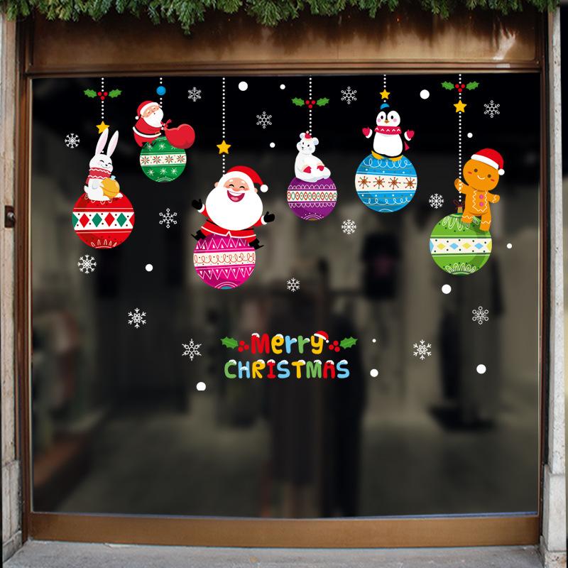 Christmas Stickers, Santa Claus Tree, Christmas Window Stickers, Party Window Display, Glass Stickers, Static Electricity Wall Stickers