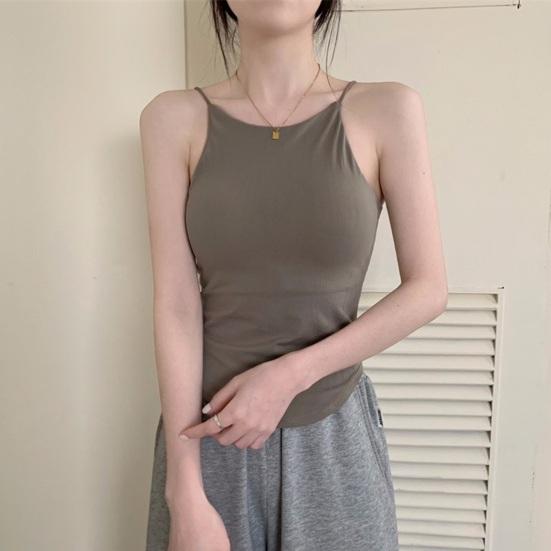 Women's Padded Cami Tank Top Double Lined Spaghetti Strap Basic Undershirts with Built in Bra Slim Fitted Summer Going Out