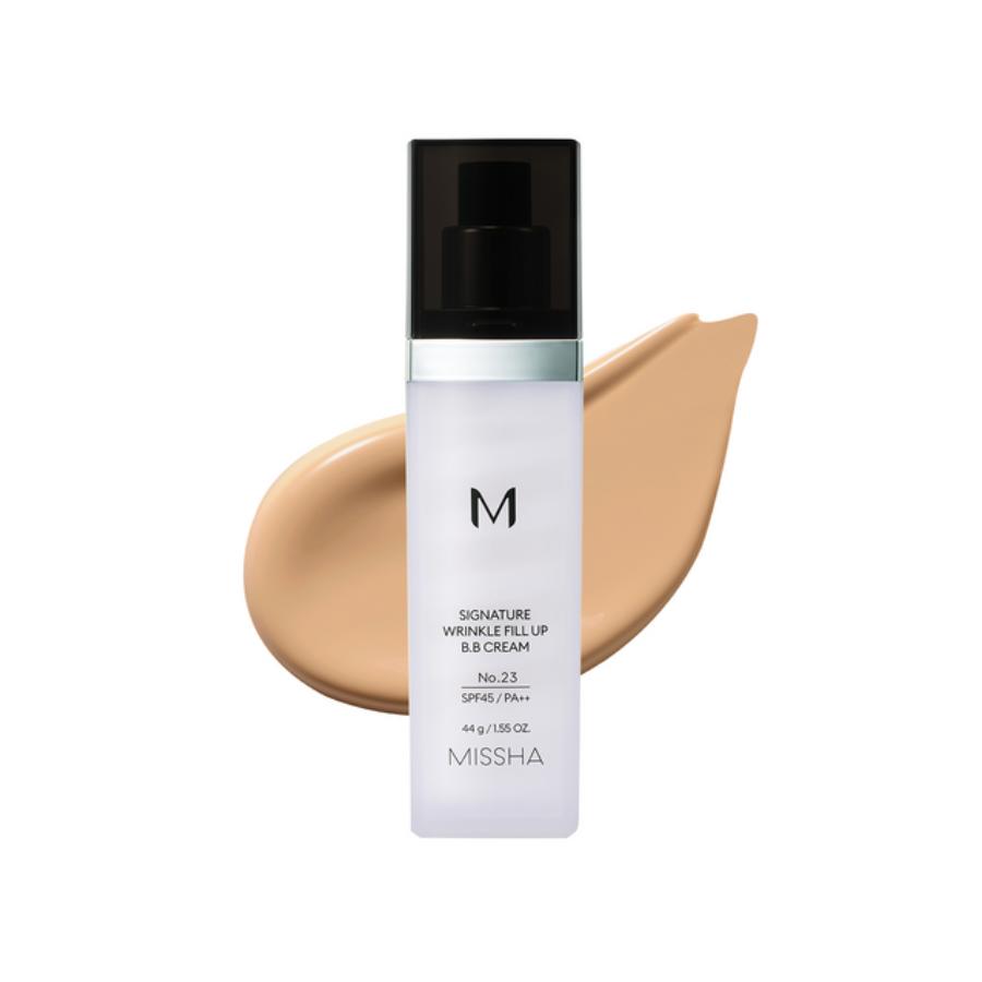 MISSHA M Signature Wrinkle Fill-Up BB Cream SPF45 PA++ 44g – 21 Beige Éclatant / 23 Beige Calme – Base Éclatante Anti-Rides