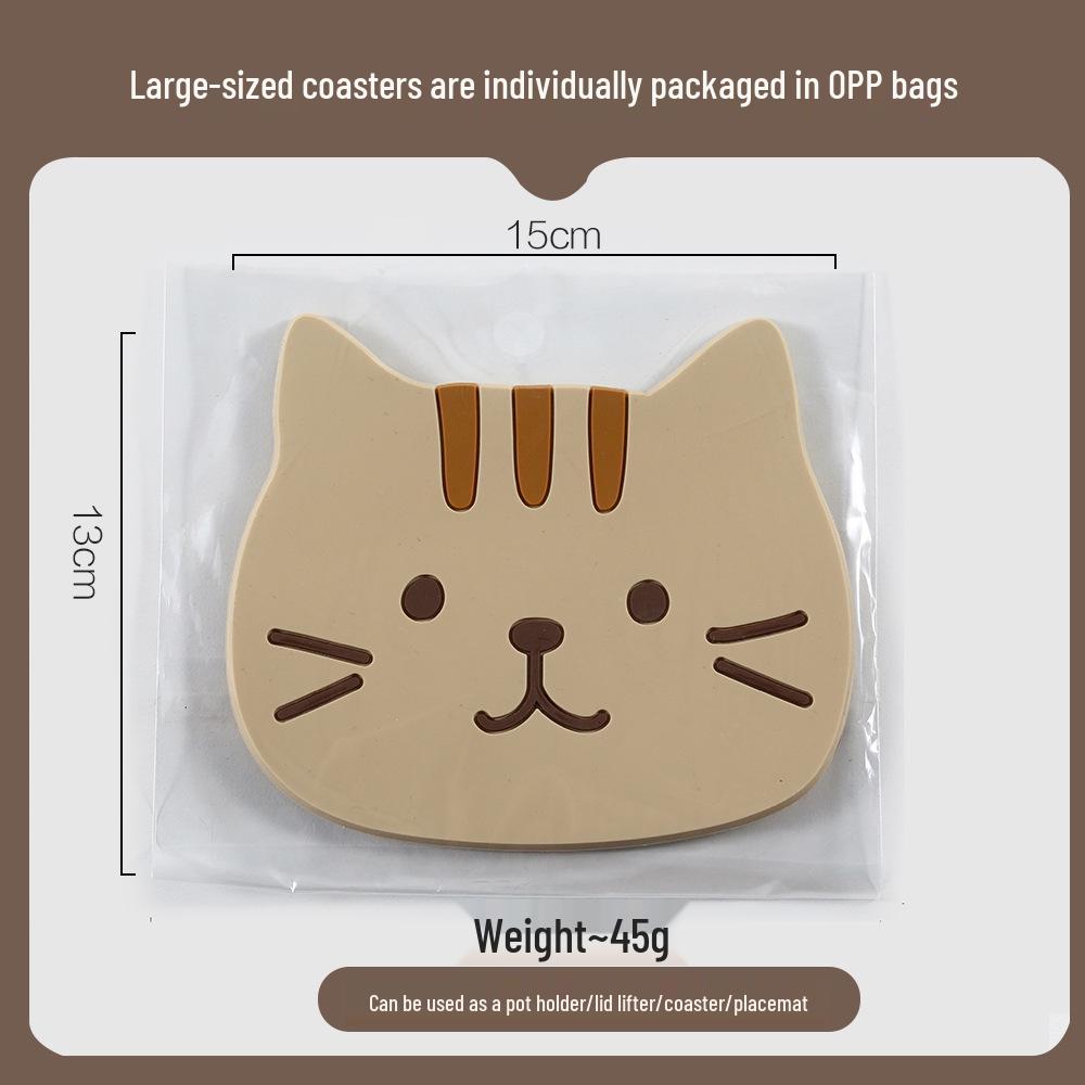 Cute Cat Non-Slip PVC Coaster, Heat-Resistant Silicone Placemat for Cups and Bowls