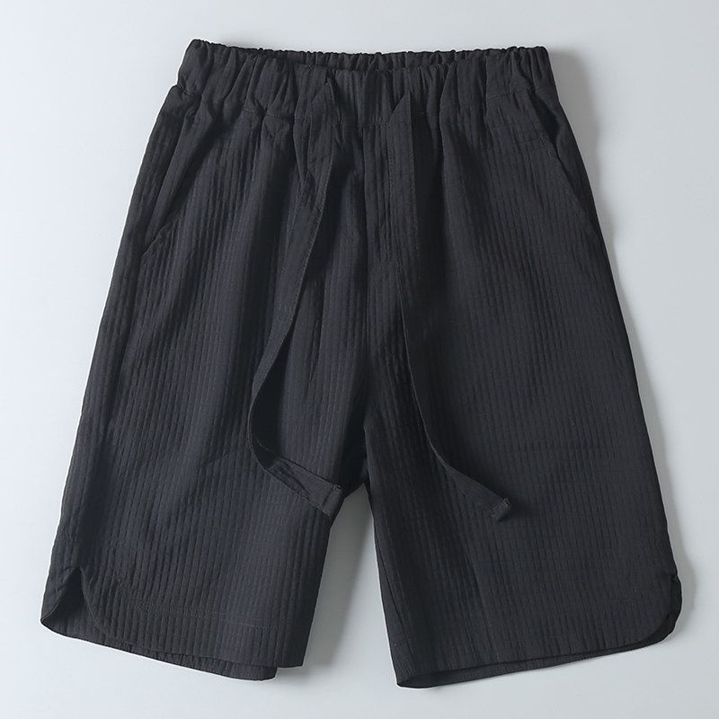 Foreign Trade Export Tail Goods Cool Feeling 3D Three-Dimensional Texture Bubble Grid Loose Drawstring Casual Shorts Men Summer Shorts Black XL