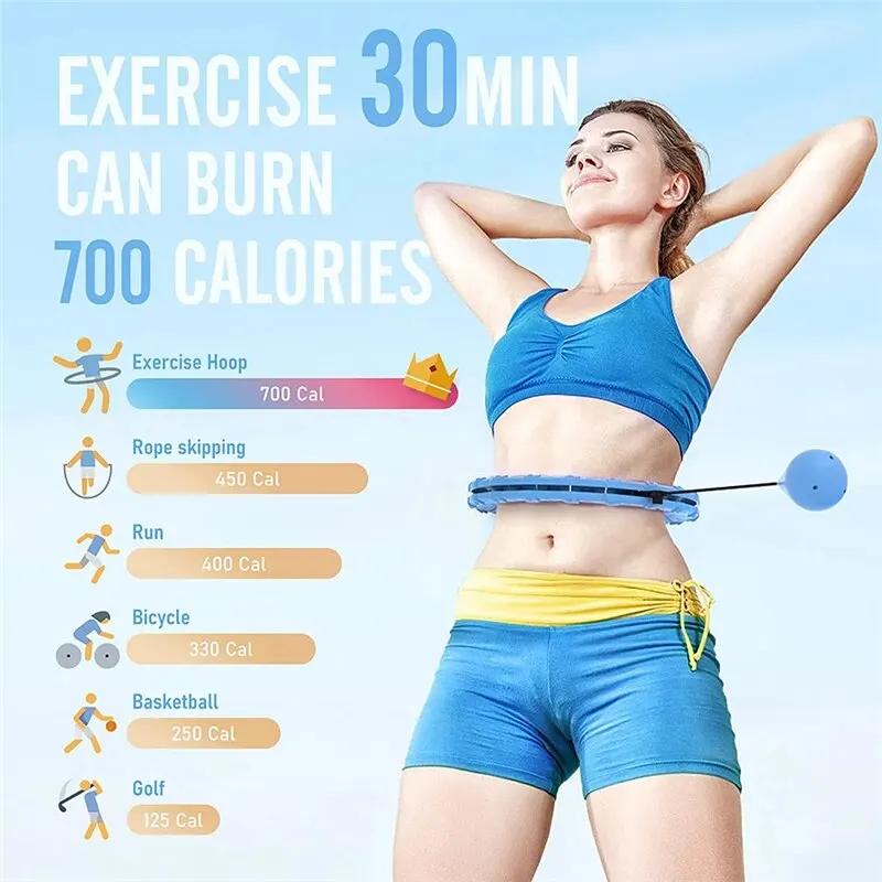 Weighted Sports Circle Hoops for Adults Weight Loss Plus Size for Adults Smart Exercise 2 in 1 Adjustable with Detachable Knots