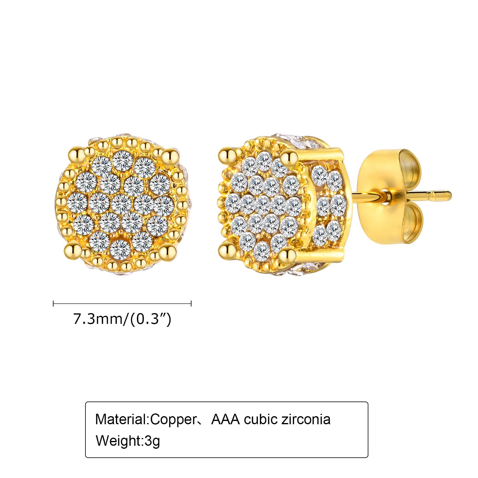 

Dainty Metal Shiny CZ Stone Unisex Round Stud Earrings For Women Men Girls,Bling Sparking AAA Cubic Zirconia Earring Ear Jewelry