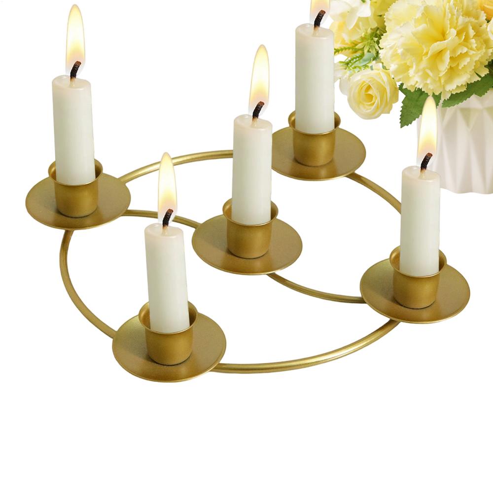 Gold Candle Holders Modern Gold Table Centerpieces Advent Wreath Candle Stick Holders For Home Kitchen Living Room Bedroom