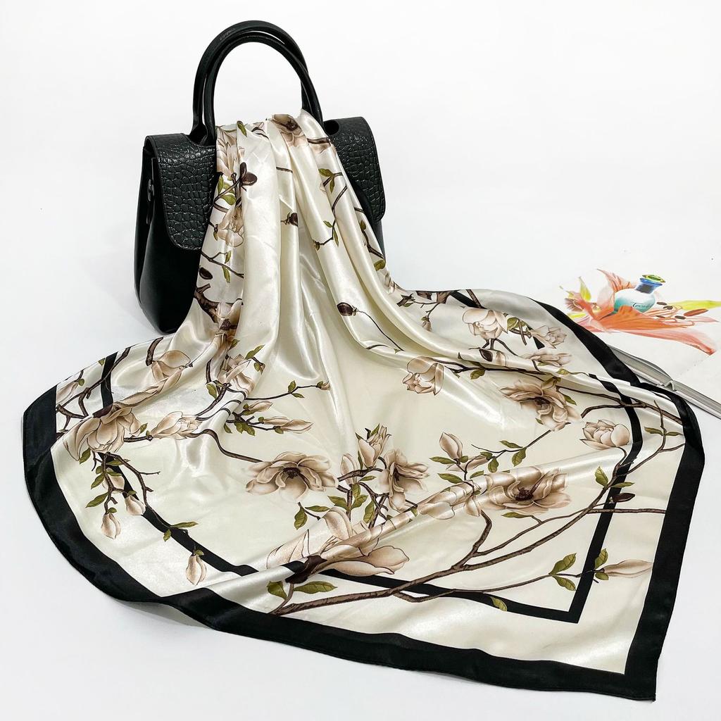 Women's Baotou Artificial Silk Satin Silk Scarf 90cm Printing Square Scarf Silk Scarf