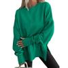 Loose Fleece Sweatshirt Round Neck Side Split Long Sleeve Casual Top For Women