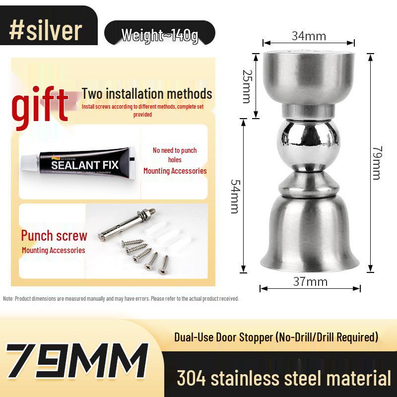 Stainless Steel Magnetic Door Stopper - Punch-Free, Anti-Collision, High-Strength, for Bathroom/Bedroom Doors