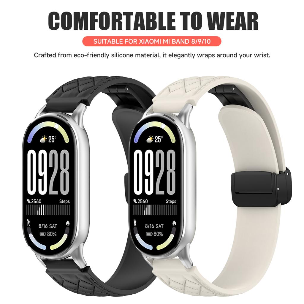 Magnetic Sport Band for Miband 10/9/8 Silicone Strap For Xiaomi Watch 8/9/10 NFC Smartwatch Replacement Women Bracelet