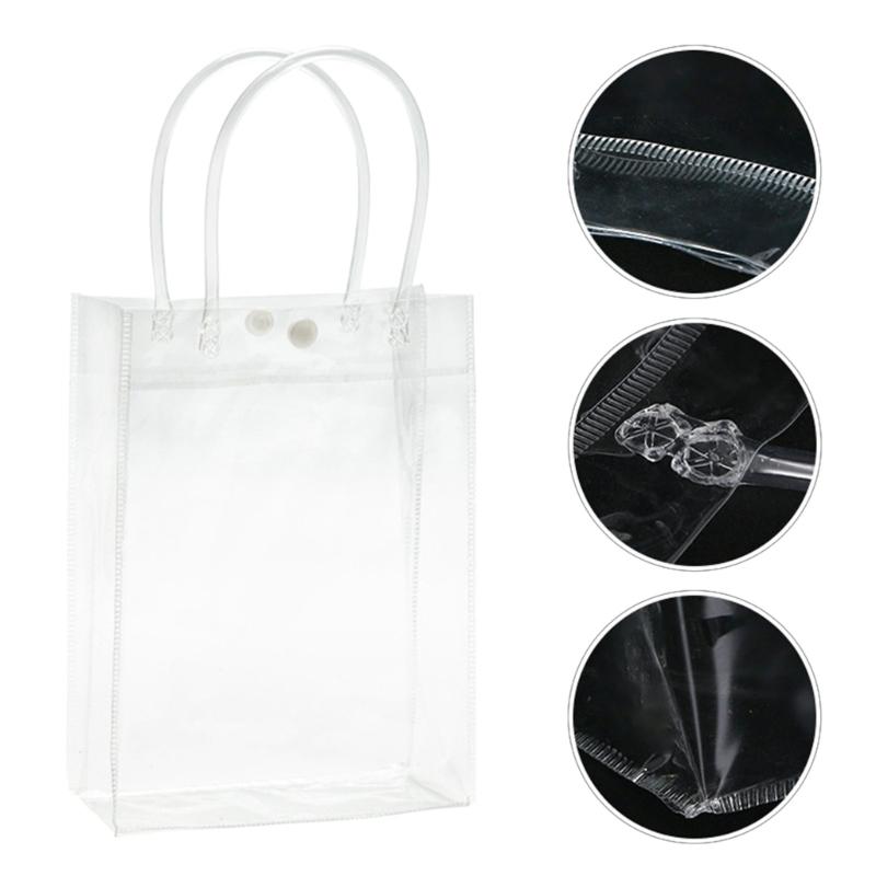 Clear PVC Gift Bag with Handle,Small Transparnt Gift Wrap Bag,Clear Toted Bag Reusabled Shopping Bag for Merchandise