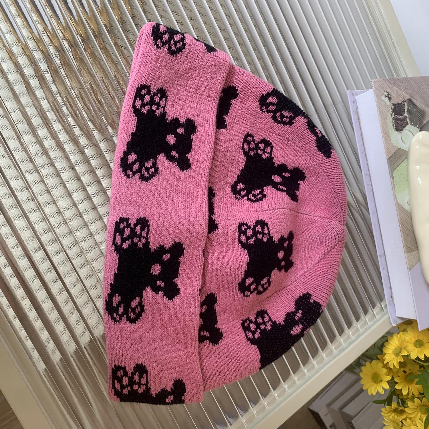 

Корейская мультяшная шапка из шерсти с медведем для женщин на зиму, теплая, с защитой ушей и универсальная, подчеркивающая лицо, маленькая вязаная шапка, утолщенная шапка от холода для головы M（56-58cm）