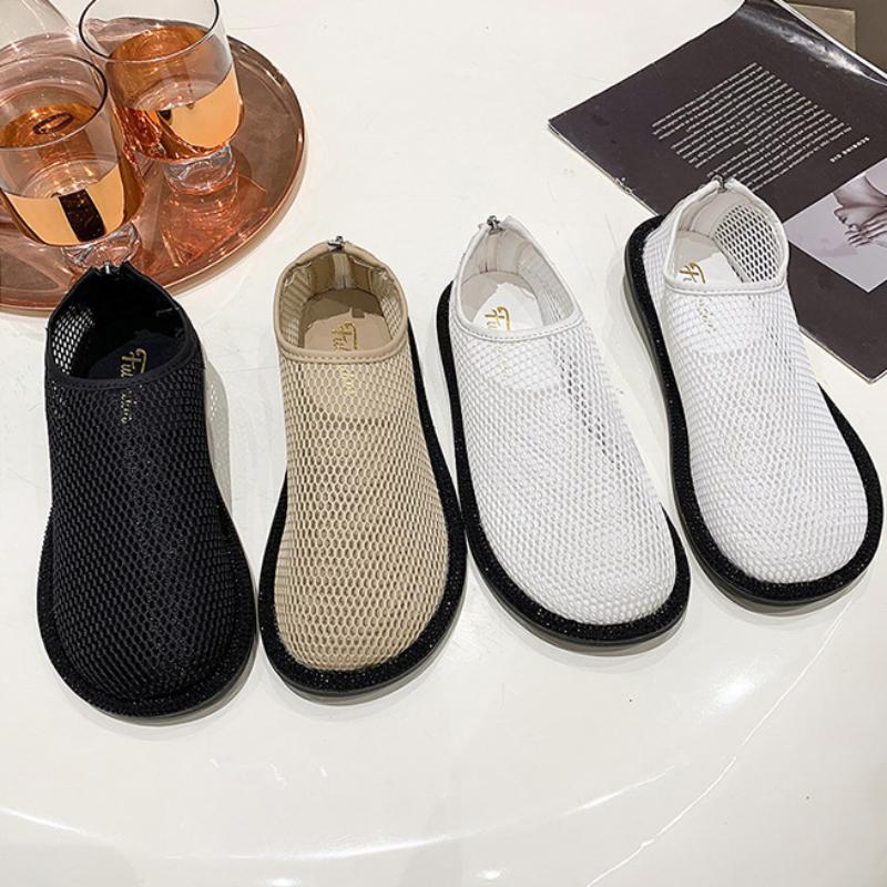 Mocasini de damă la modă de primăvară-vară, cu plasă ajurată respirabilă, platformă la modă, slip-on, sandale casual, confortabile, cu talpă moale, pantofi de mers