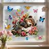 Spring Flower Wreath Window Cling Tulip/Sunflower/Rose Flower Static PVC Sticker Removable Glass Decals for Home Office Shop
